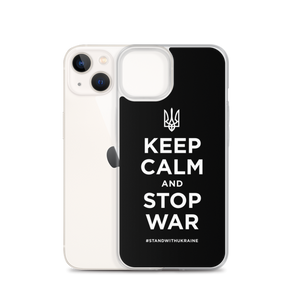 Keep Calm and Stop War (Support Ukraine) White Print iPhone Case by Design Express