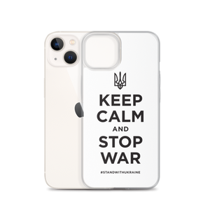 Keep Calm and Stop War (Support Ukraine) Black Print iPhone Case by Design Express