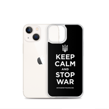 Keep Calm and Stop War (Support Ukraine) White Print iPhone Case by Design Express