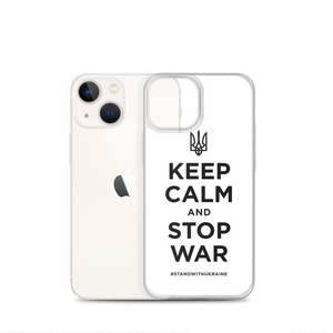 Keep Calm and Stop War (Support Ukraine) Black Print iPhone Case by Design Express