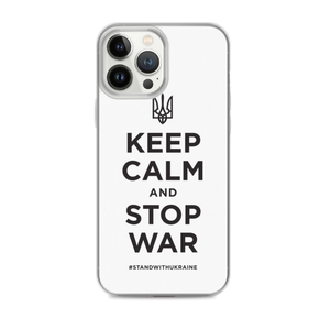 iPhone 13 Pro Max Keep Calm and Stop War (Support Ukraine) Black Print iPhone Case by Design Express