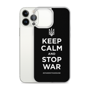 Keep Calm and Stop War (Support Ukraine) White Print iPhone Case by Design Express