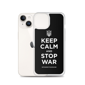 Keep Calm and Stop War (Support Ukraine) White Print iPhone Case by Design Express