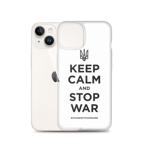 Keep Calm and Stop War (Support Ukraine) Black Print iPhone Case by Design Express