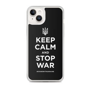 iPhone 14 Plus Keep Calm and Stop War (Support Ukraine) White Print iPhone Case by Design Express