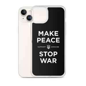 Make Peace Stop War (Support Ukraine) Black iPhone Case by Design Express