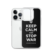 Keep Calm and Stop War (Support Ukraine) White Print iPhone Case by Design Express