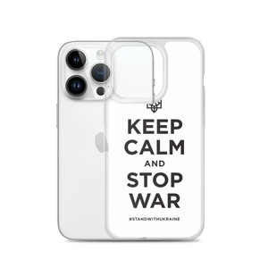 Keep Calm and Stop War (Support Ukraine) Black Print iPhone Case by Design Express