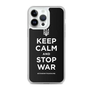 iPhone 14 Pro Max Keep Calm and Stop War (Support Ukraine) White Print iPhone Case by Design Express