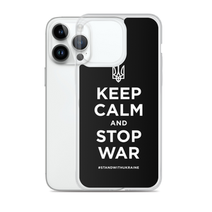 Keep Calm and Stop War (Support Ukraine) White Print iPhone Case by Design Express