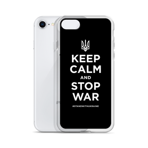 Keep Calm and Stop War (Support Ukraine) White Print iPhone Case by Design Express