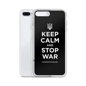 Keep Calm and Stop War (Support Ukraine) White Print iPhone Case by Design Express