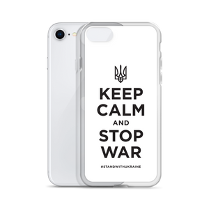 Keep Calm and Stop War (Support Ukraine) Black Print iPhone Case by Design Express