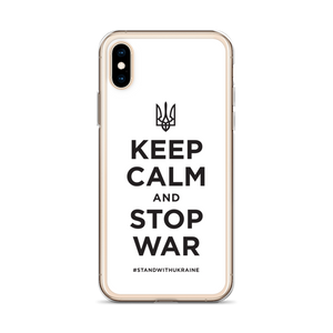 Keep Calm and Stop War (Support Ukraine) Black Print iPhone Case by Design Express