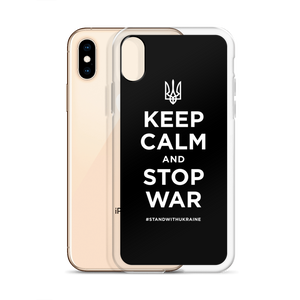 Keep Calm and Stop War (Support Ukraine) White Print iPhone Case by Design Express