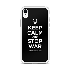 Keep Calm and Stop War (Support Ukraine) White Print iPhone Case by Design Express