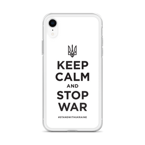 Keep Calm and Stop War (Support Ukraine) Black Print iPhone Case by Design Express