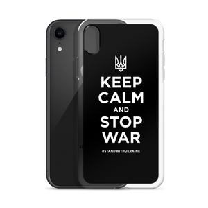 Keep Calm and Stop War (Support Ukraine) White Print iPhone Case by Design Express