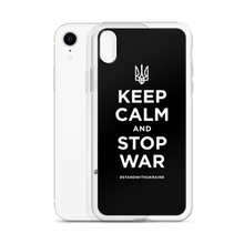 Keep Calm and Stop War (Support Ukraine) White Print iPhone Case by Design Express