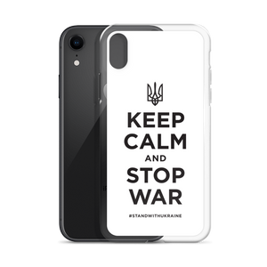 Keep Calm and Stop War (Support Ukraine) Black Print iPhone Case by Design Express