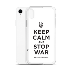 Keep Calm and Stop War (Support Ukraine) Black Print iPhone Case by Design Express