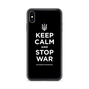 iPhone XS Max Keep Calm and Stop War (Support Ukraine) White Print iPhone Case by Design Express