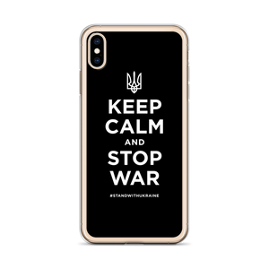 Keep Calm and Stop War (Support Ukraine) White Print iPhone Case by Design Express