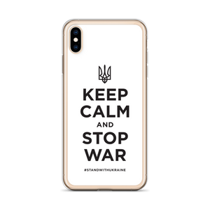 Keep Calm and Stop War (Support Ukraine) Black Print iPhone Case by Design Express