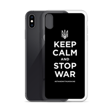 Keep Calm and Stop War (Support Ukraine) White Print iPhone Case by Design Express