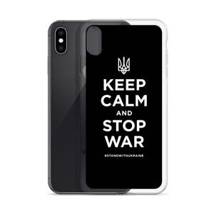 Keep Calm and Stop War (Support Ukraine) White Print iPhone Case by Design Express