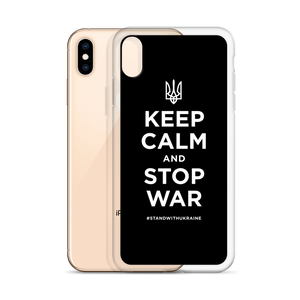 Keep Calm and Stop War (Support Ukraine) White Print iPhone Case by Design Express