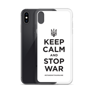 Keep Calm and Stop War (Support Ukraine) Black Print iPhone Case by Design Express