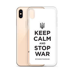 Keep Calm and Stop War (Support Ukraine) Black Print iPhone Case by Design Express