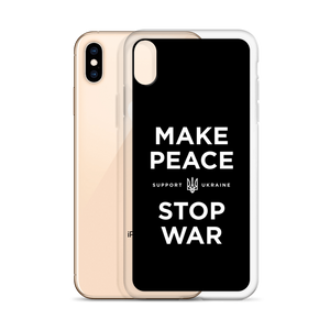 Make Peace Stop War (Support Ukraine) Black iPhone Case by Design Express