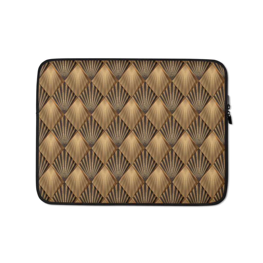 13″ Golden Art Deco Pattern Laptop Sleeve by Design Express