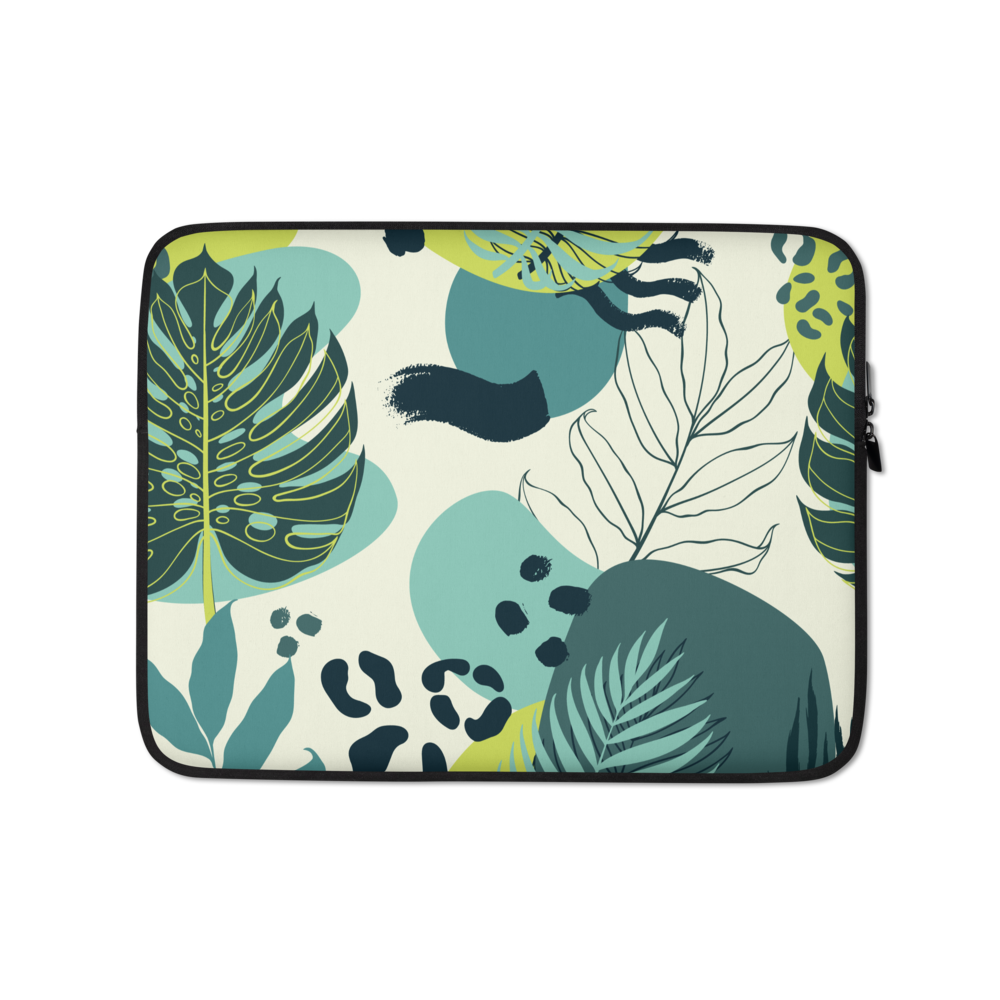 13″ Fresh Tropical Leaf Pattern Laptop Sleeve by Design Express