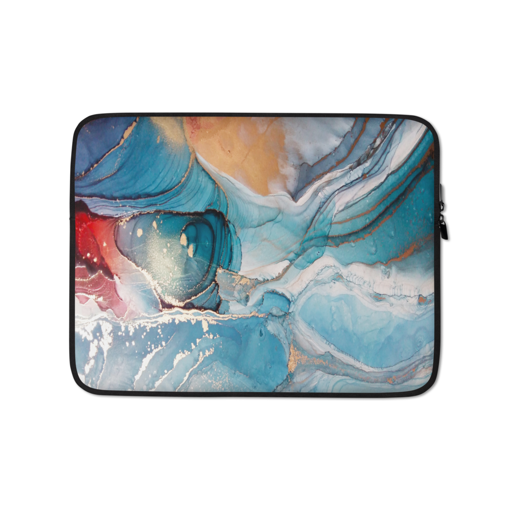 13″ Colorful Marble Liquid ink Art Full Print Laptop Sleeve by Design Express