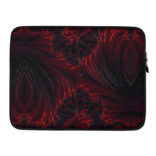 15″ Black Red Fractal Art Laptop Sleeve by Design Express