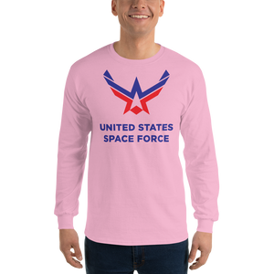 Light Pink / S United States Space Force Long Sleeve T-Shirt by Design Express