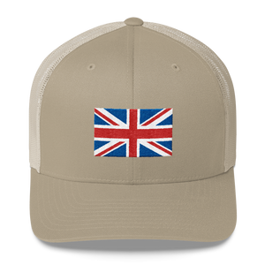 Khaki United Kingdom Flag "Solo" Trucker Cap by Design Express