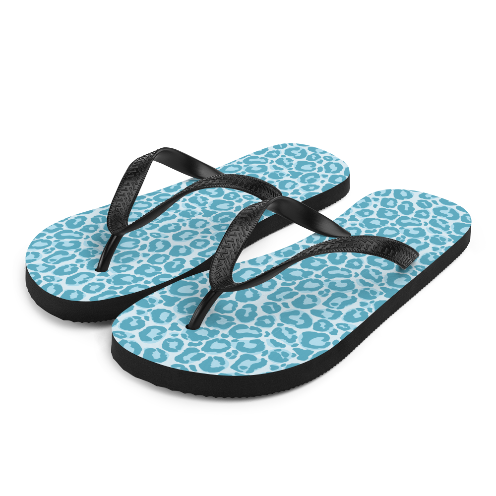 S Teal Leopard Print Flip-Flops by Design Express