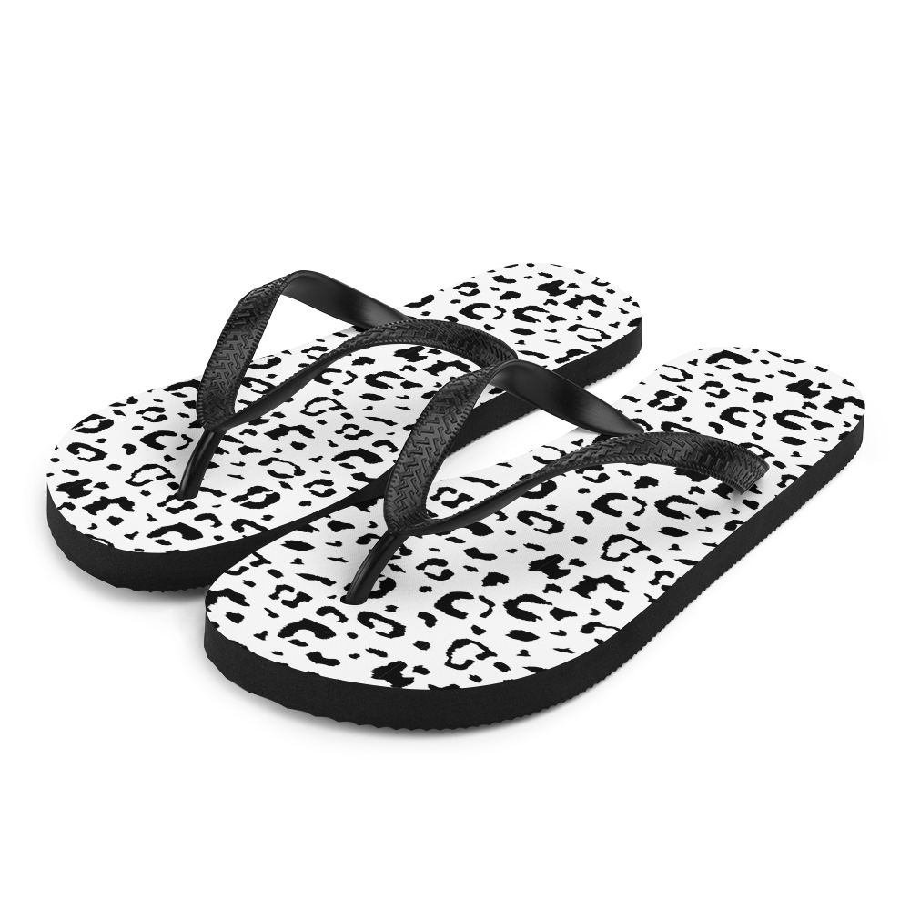 S Black & White Leopard Print Flip-Flops by Design Express