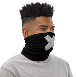 Crossed Grey Duct Tape on Black Neck Gaiter by Design Express