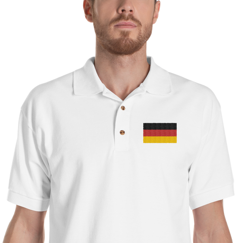 White / S Germany Flag Embroidered Polo Shirt by Design Express