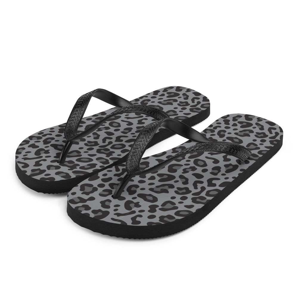 S Grey Leopard Print Flip-Flops by Design Express