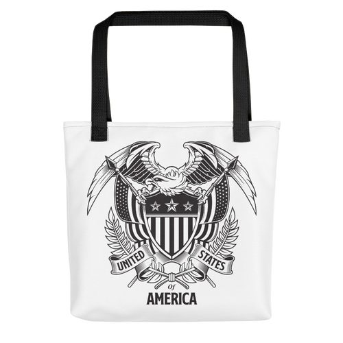 Black United States Of America Eagle Illustration Tote bag Totes by Design Express