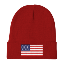 Red United States Flag "Solo" Knit Beanie by Design Express