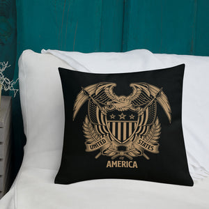 United States Of America Eagle Illustration Reverse Gold Premium Pillow by Design Express