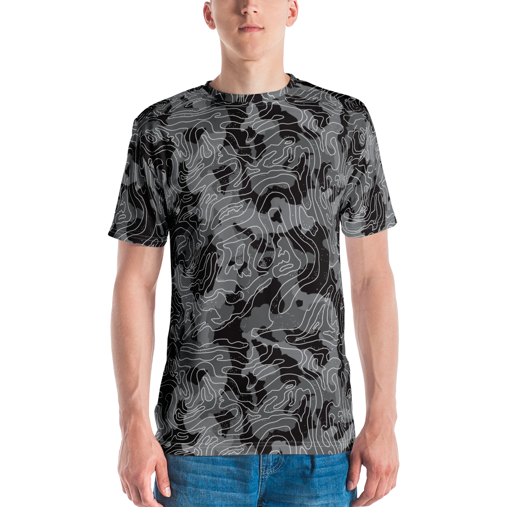 XS Grey Black Camoline Men's T-shirt by Design Express