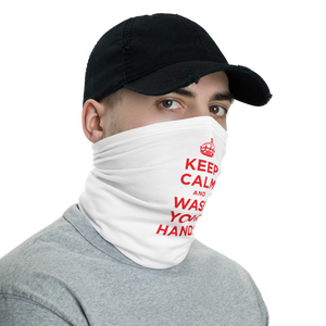 White Red Keep Calm and Wash Your Hands Neck Gaiter Masks by Design Express